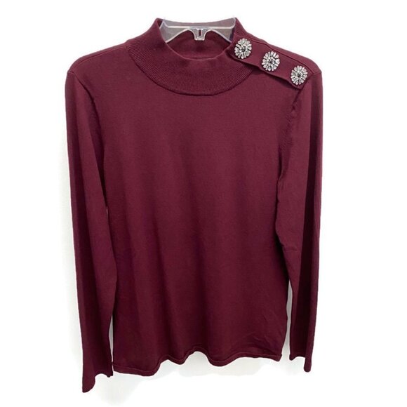 INC Burgundy Rhinestone Embellished Sweater - Picture 1 of 3